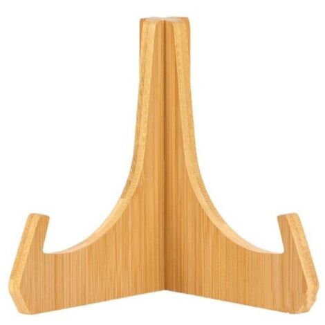 Sollbry Supports Assiettes Decorative, Supports à Assiettes 6 Pouces, Support Cadre Photo en Bambou, Chevalets de Table, Support Décoratif pour Plat, Assiette, Livre, Photo, Plaque (1 Pièce)