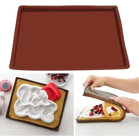 Sollbry Swiss Roll Cake Mat - Tapis de cuisson en silicone Moule à biscuits en silicone pour biscuits à pizza, Feuille de plaque de cuisson pour four résistant à la chaleur et anti