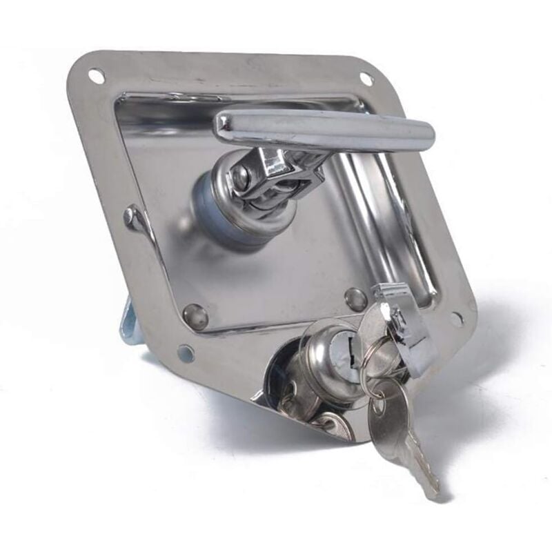 Sollbry - t Forme Acier Inoxydable Remorque rv Voyage Serrure Anti-vol Boîte à Outils Poignée Serrure de Porte pour Caravane Camion Camp Motorhome