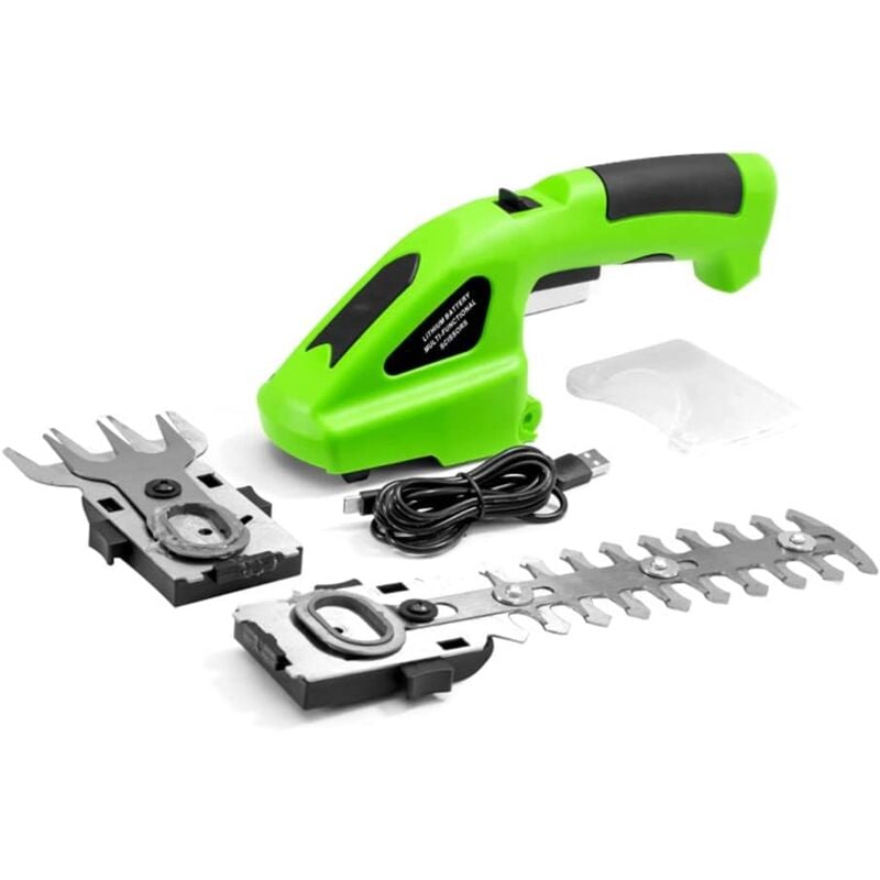 Sollbry - Taille Haie Électrique 2 en 1, Mini Taille Haies sans Fil, Cisaille à Gazon avec 2 Lames, Coupe Bordure Batterie 3,6V 1300 mAh, Cisaille