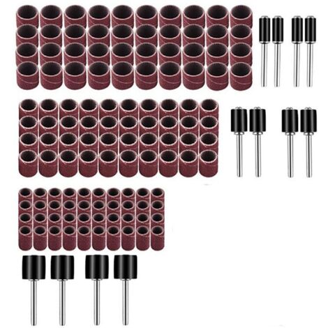 Sollbry Tambor de lijado de goma de 132 piezas con caja gratuita, incluye 120 bandas de lijado y 12 mandriles de tambor para herramientas rotativas Dremel.
