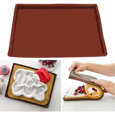 Sollbry Tapete de silicona para rollo suizo - Molde para hornear galletas de silicona para pizza, resistente al calor y antiescaldaduras.