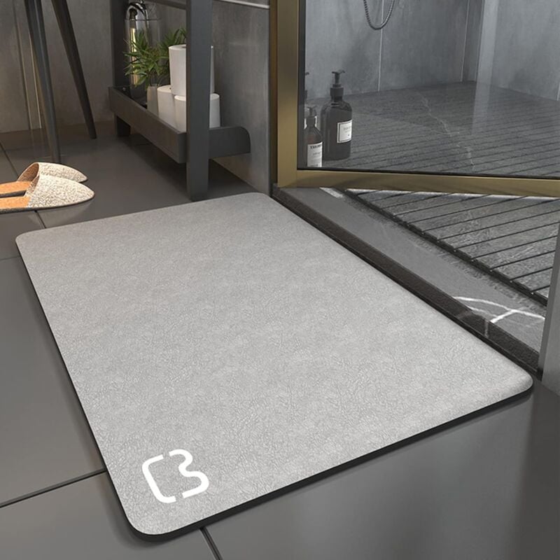 Tapis De Bain Diatomit Absorbant Séchage Rapide Antidérapant grey-50x80cm - Sollbry