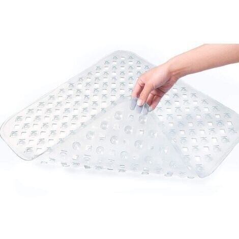 Sollbry Tapis de Douche carré Blanc Transparent 53 x 53 cm  Tapis de Bain antidérapant Lavable en Machine pour Receveur de Douche  Tapis de Douche antidérapant avec ventouses Idéal pour Les
