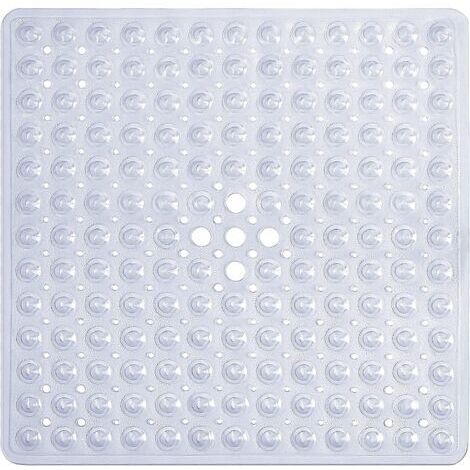 Sollbry Tapis de Douche carré Transparent 53 x 53 cm  Tapis de Bain antidérapant Lavable en Machine pour Receveur de Douche  Tapis de Douche antidérapant avec ventouses Idéal pour Les