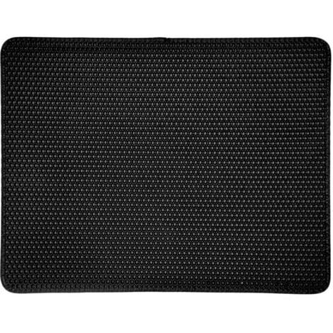 Sollbry Tapis de litière pour chat noir pour bac à litière, antidérapant, grand format, double couche en nid d'abeille, tapis anti-traces pour chat, lavable et facile à nettoyer (61 x 38,1 cm, noir)