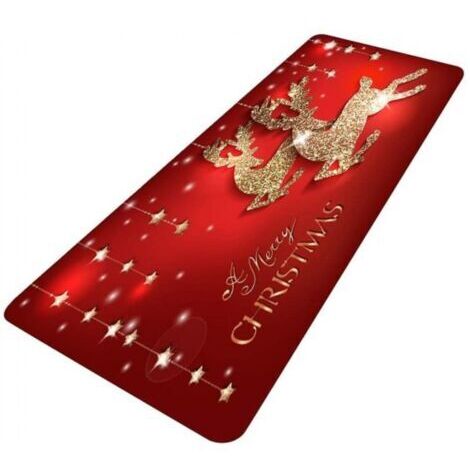 Sollbry Tapis décoratifs antidérapants joyeux Noël, paillasson de bienvenue, porte d'entrée intérieure et extérieure, Noël, hiver, père Noël, flocons de neige, paillasson de porte, 40 x 120 cm