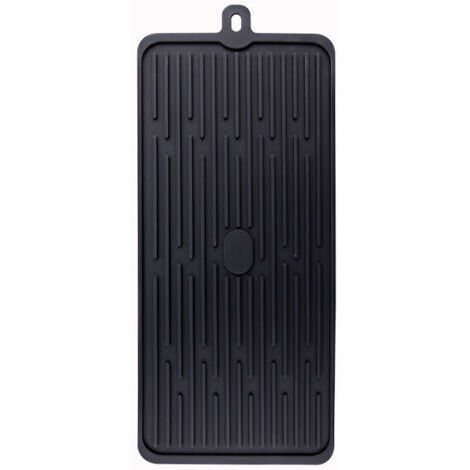 Sollbry Tapis Egouttoir Vaisselle Silicone, 47 x 20 cm Tapis de Séchage Vaisselle en Silicone, Antidérapant Tapis Evier Cuisine Egouttoir, Résistant à la Chaleur Tapis D'égouttage pour Vaisselle, Noir