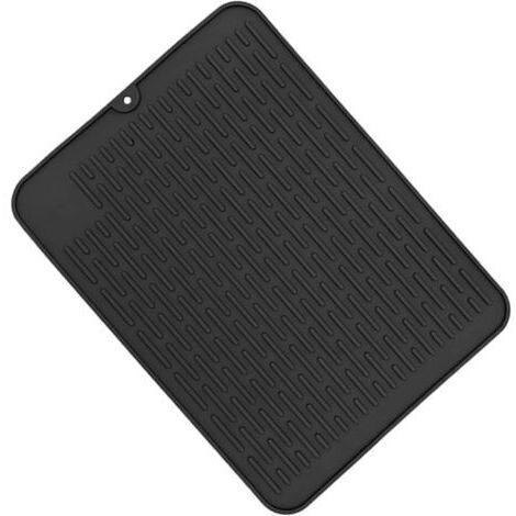 Sollbry Tapis Egouttoir Vaisselle Silicone Tapis Evier Cuisine Tapis de Sechage Vaisselle Noir Tapis Evier Egouttoir 40x30cm Résistant à Chaleur et Antidérapant pour Cuisine