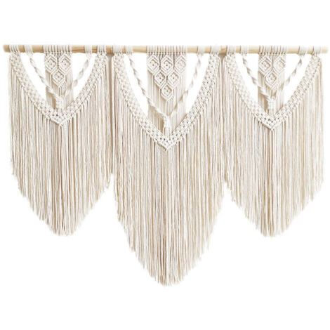 Sollbry Tapiz de pared de macramé bohemio, 110 x 82 cm