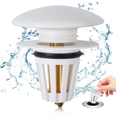 Sollbry Tapón de lavabo con tapa de cerámica, tapón emergente para bañera, cocina y lavabo, para orificio de drenaje de 34-38 mm.