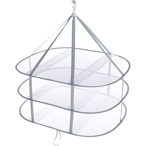 Sollbry Tendedero colgante de malla plegable de 3 niveles para suéteres, percha apilable multiusos para uso en interiores y exteriores, para suéteres y prendas delicadas.