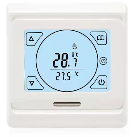Sollbry Termostato eléctrico programable de 16 A para calefacción por suelo radiante con sensor, termostato digital para ambientes, regulador de calefacción por suelo radiante con pantalla táctil LCD 