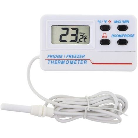 Sollbry Thermomètre digital de réfrigérateur ou de congélateur - Avec alarme - Fonction max min - Câble de 1,2 m