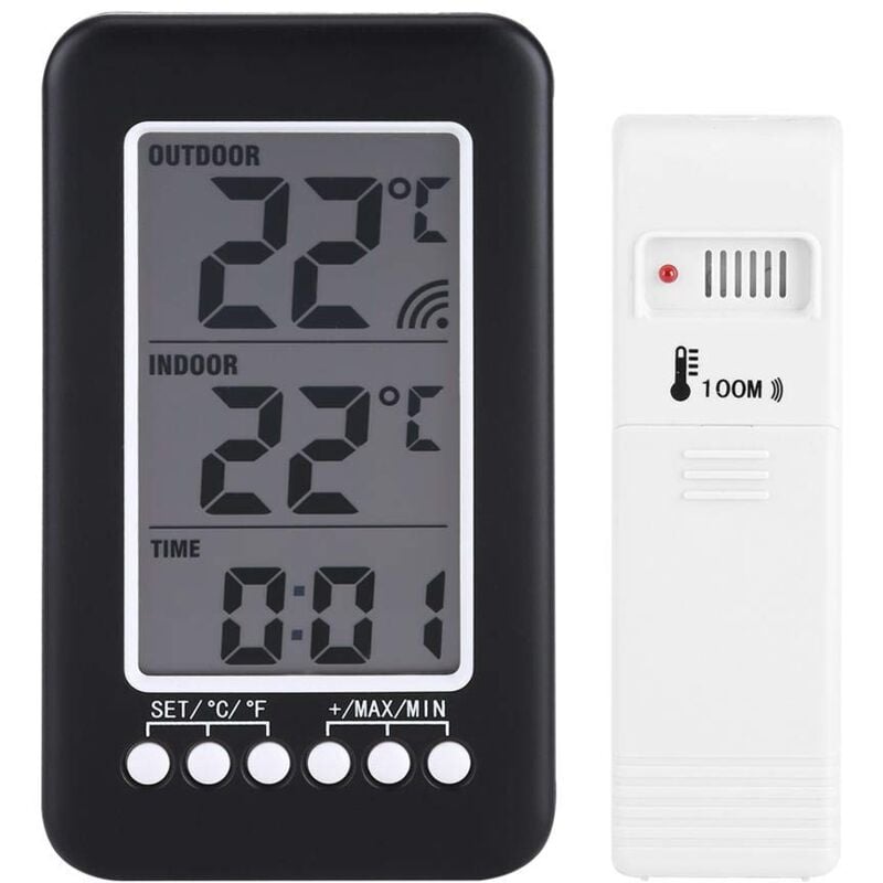 Sollbry - Thermometre interieur exterieur sans fil, Accueil Thermomètre, lcd Numérique Thermomètre intérieur extérieur Horloge Compteur de