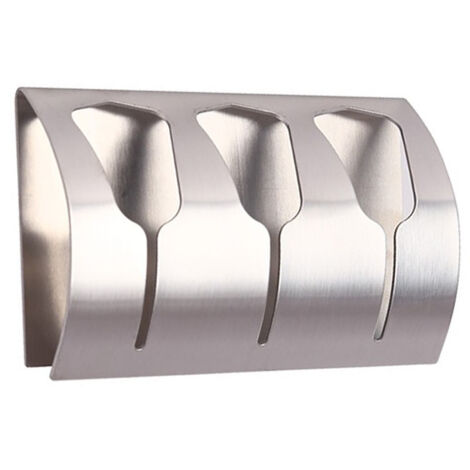 Sollbry Toallero adhesivo para baño y cocina con 3 ganchos de acero inoxidable cepillado.