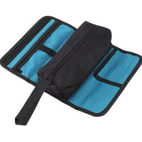 Sollbry Tool Bag, Roll Up Tool Bag, Rolling Electrician Tool Bag, Canvas Tool Bag, Storage Bag with Zipper and Buckle for Electrician Plumber or Mechanic