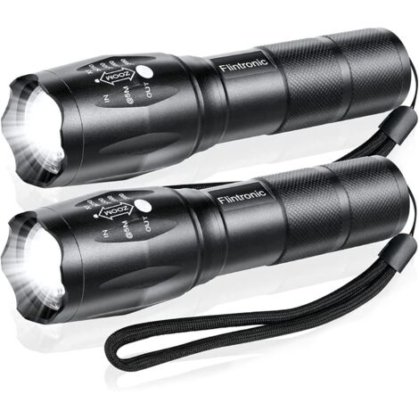 Sollbry Ultrastarke Taschenlampe, 2 tragbare Taschenlampen, 3000 Lumen, 5 Modi, wasserdicht, stoßfest, zoombar, helle LED-Taschenlampe für Heimwerkerarbeiten im Freien und extreme Bedingungen