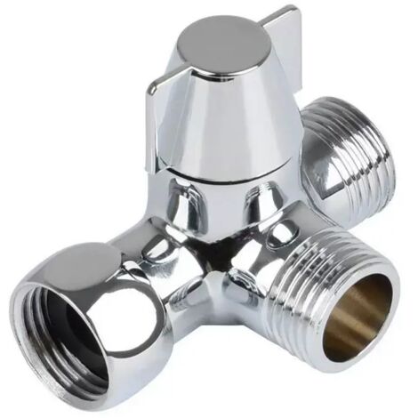 Sollbry Válvula de 3 vías de latón macizo, válvula desviadora de 3 vías, válvula desviadora de ducha de 3 vías, válvula adaptadora en T G1/2", para ducha, ducha de mano y brazo de ducha desviador