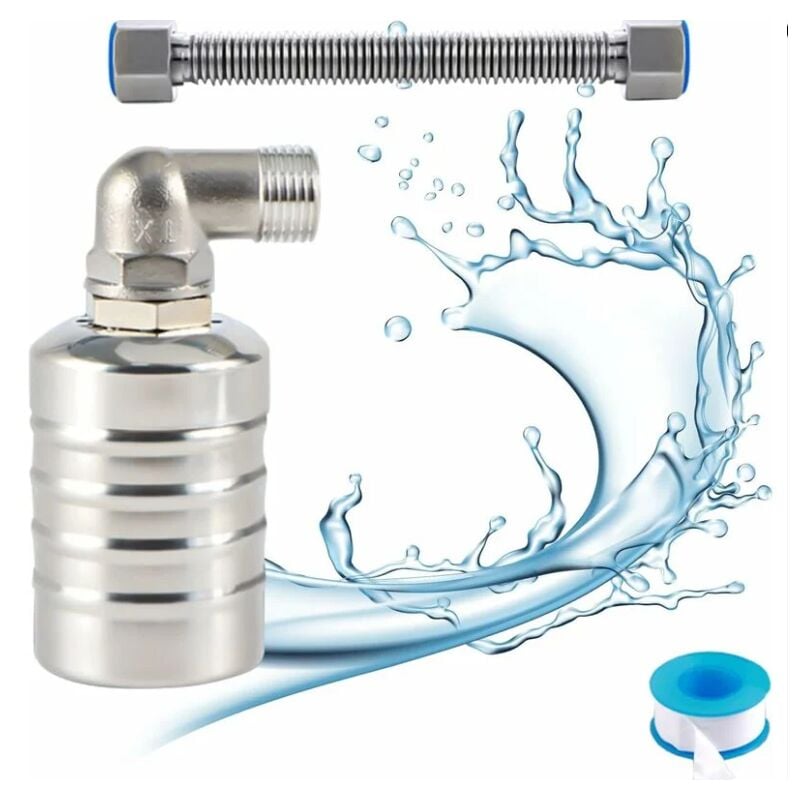 Sollbry - Vanne à flotteur entièrement automatique en acier inoxydable 304, régulateur de niveau d'eau automatique pour réservoir d'eau, mini robinet
