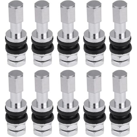 Sollbry Vástago de válvula de neumático, 10 unidades TR43E de metal para coche, camión, motocicleta, sin cámara, con tapa antipolvo