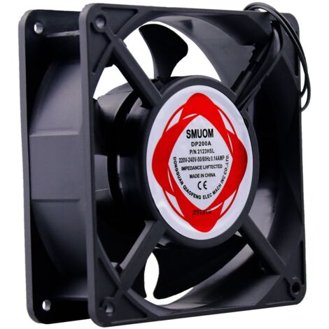 Sollbry Ventilador de refrigeración de 120 mm x 120 mm x 38 mm, 220-240 V, 0,14 A, con doble rodamiento de bolas