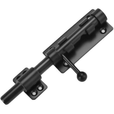Sollbry Verrou de porte coulissant robuste de avec trou de cadenas 6 inch, 160mm en acier inoxydable noir mat, Serrure de Porte à Barillet Coulissant Verrou à Boulon 14mm de diamètre