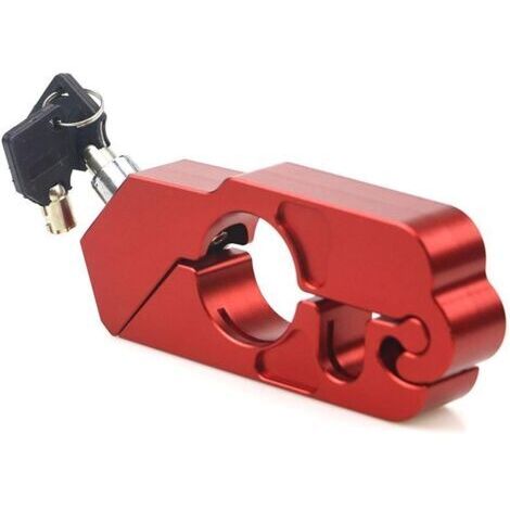 Sollbry Verrou Universel de Guidon de Moto, Verrou de Niveau de frein de Poignée de Guidon antivol en Alliage D'aluminium avec 2 clés pour sécuriser un vélo, un scooter, des motos, un VTT (Rouge)