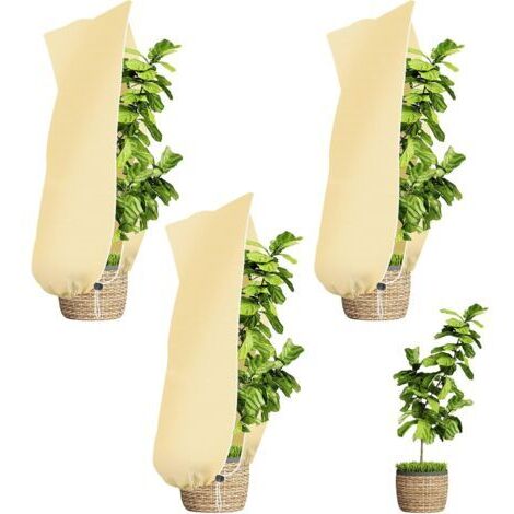 Sollbry Voile Hivernage Plante Exterieur 100x80cm , Lot de 3 Housse Hivernage Plante, Housse de Protection Plantes Voile D'hivernage Housse d'hivernage Plante Réutilisable