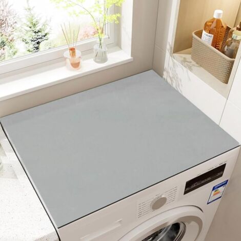 Sollbry Washing Machine Cover Top 60 x 60 cm Grey Non-Slip Washing Machine Top Mat Universal Cover for Washer or Dryer Machine