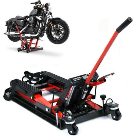Solleva moto, cric per moto idraulico 680 kg, martinetto per moto, cavalletto di montaggio sollevatore, colore nero-rosso