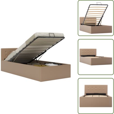 Sollevamento a gas - vidaXL Giroletto Idraulico Cappuccino in Similpelle 100x200cm - Letto con doghe