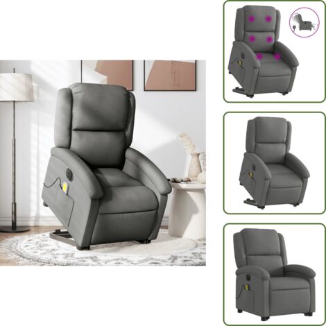 Sollevamento alzapersona - vidaXL Poltrona Alzapersona Massaggi Elettrica Grigio Scuro Tessuto - Poltrona massaggiante