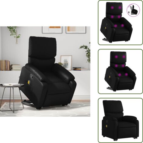 Sollevamento automatico - vidaXL Poltrona Alzapersona Reclinabile Massaggio Nero Similpelle - Poltrona per anziani