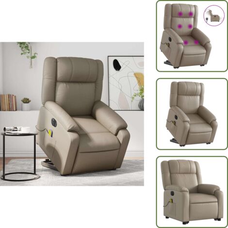 Sollevamento elettrico - vidaXL Poltrona Alzapersona Massaggio Elettrica Cappuccino Similpelle - Vibrazione