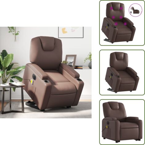 Sollevamento - vidaXL Poltrona Alzapersona Elettrica Reclinabile Marrone Similpelle - Funzione di sollevamento