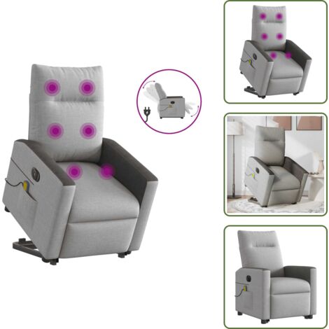 Sollevamento - vidaXL Poltrona Alzapersona Massaggi Elettrica Grigio Nuvola Tessuto - Vibrazione