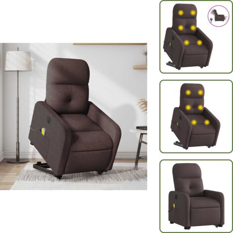 Sollevamento - vidaXL Poltrona Alzapersona Massaggio Elettrica Marrone Scuro Tessuto - Vibrazione