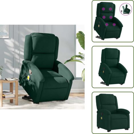 Sollevamento - vidaXL Poltrona Alzapersona Reclinabile Verde Scuro in Velluto - Velluto