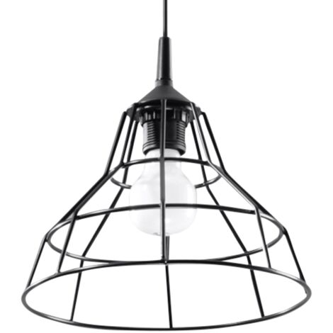 Sollux ANATA - Lampada a sospensione a soffitto con gabbia a 1 luce nera, E27