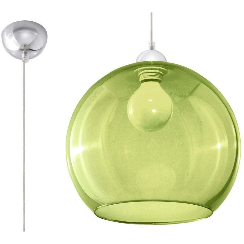 

Sollux Lighting - Sollux BALL - 1 colgante de techo con cúpula de vidrio claro verde, cromo, E27