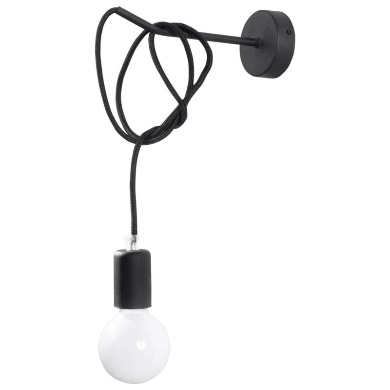 Edison - Applique a 1 luce Nera, E27 - Sollux