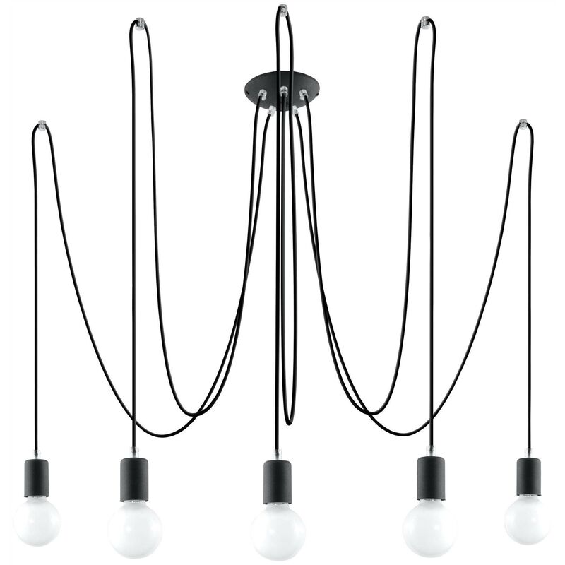 

Sollux Lighting - Sollux EDISON - Lámpara colgante de 5 luces en racimo negro, E27