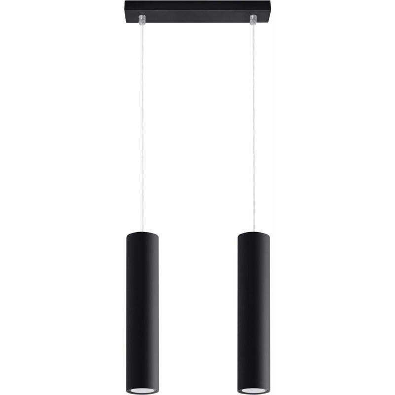Sollux - lagos - Lámpara colgante con barra fija de 2 luces negra, GU10