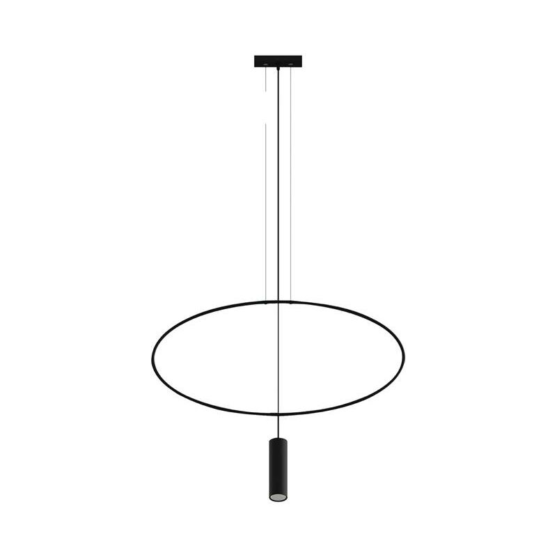 Image of Lampada a sospensione Holar 1 Black Steel 40W l: 81 cm b: 6 cm h: 150 cm Dimmabile