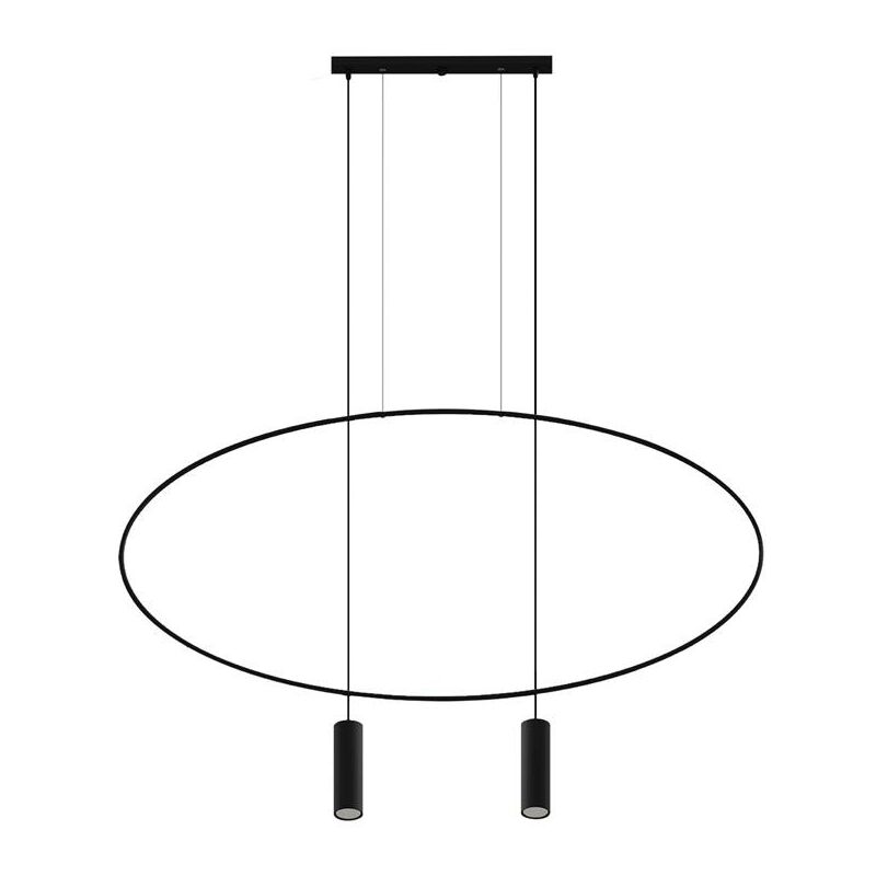 Image of Lampada a sospensione Holar 2 Black Stahl 40W L: 131 cm B: 6 cm H: 170 cm Dimmabile