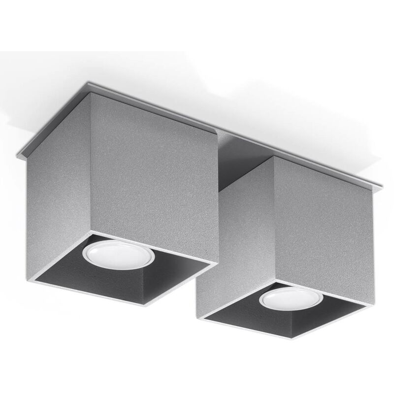 Image of Sollux - Luce di soffitto quad grigio 2 l: 26, b: 11, h: 12, GU10, dimmable