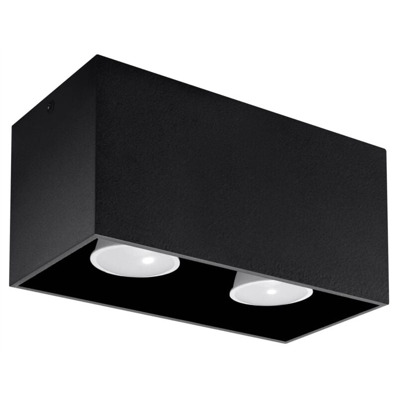 Quad - Soffitto a 2 luci nero, GU10 - Sollux