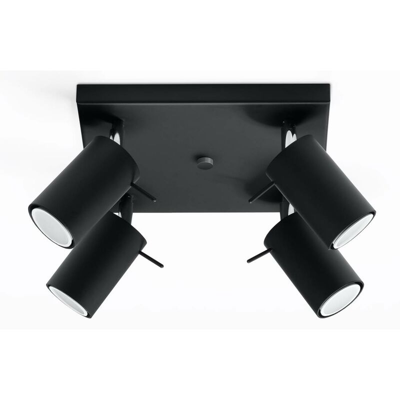 Image of Soffitto luce anello 4 nero l: 25, b: 25, h: 15, GU10, dimmable