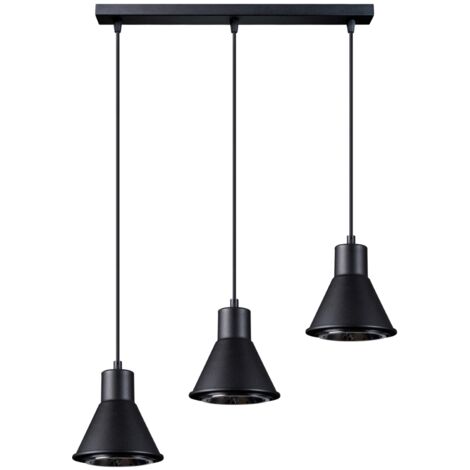 Sollux Lighting Taleja Lámpara de Techo Colgante Bar, Negro, 3x ES111